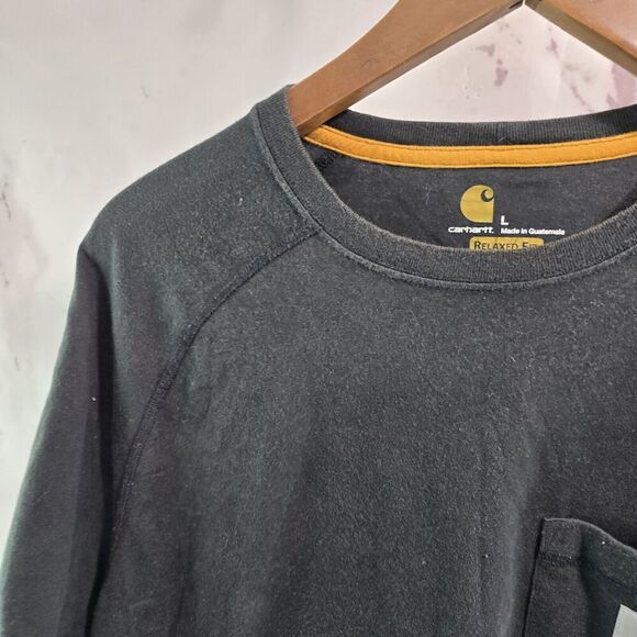 Carhartt T Shirt Mens Large Black Pocket Relaxed Fit Tee Short Sleeve Raglan Mid - Picture 2 of 11